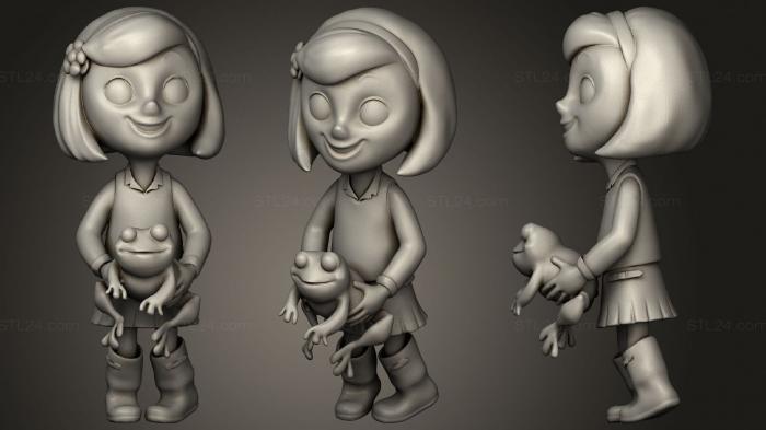 Figurines of girls (Girl with frog 2, STKGL_0945) 3D models for cnc