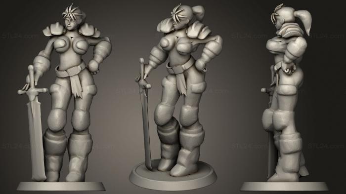 Статуэтки девушки (Девушка с мечом лоуполи, STKGL_0946) 3D модель для ЧПУ станка