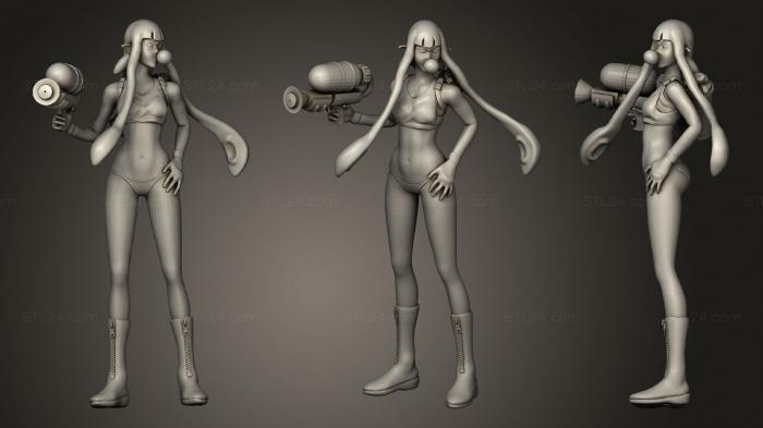 Figurines of girls (ink girl1, STKGL_1014) 3D models for cnc