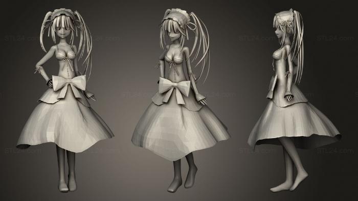 Figurines of girls (Kurumi tokisaki, STKGL_1068) 3D models for cnc