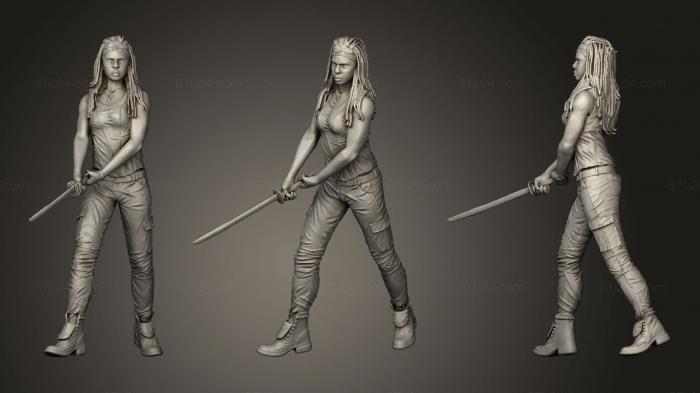 Figurines of girls (Michonne, STKGL_1160) 3D models for cnc