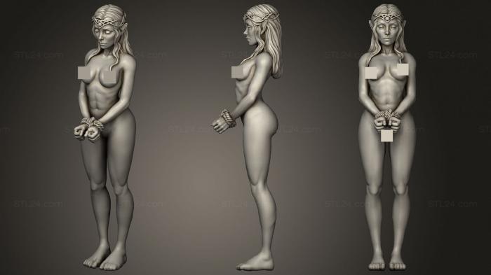 Figurines of girls (Naked and Bound Female Highborn Elf Prisoner Slave 24, STKGL_1201) 3D models for cnc
