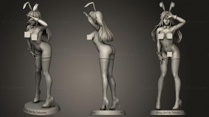 Статуэтки девушки (Обнаженная девочка-кролик, STKGL_1244) 3D модель для ЧПУ станка