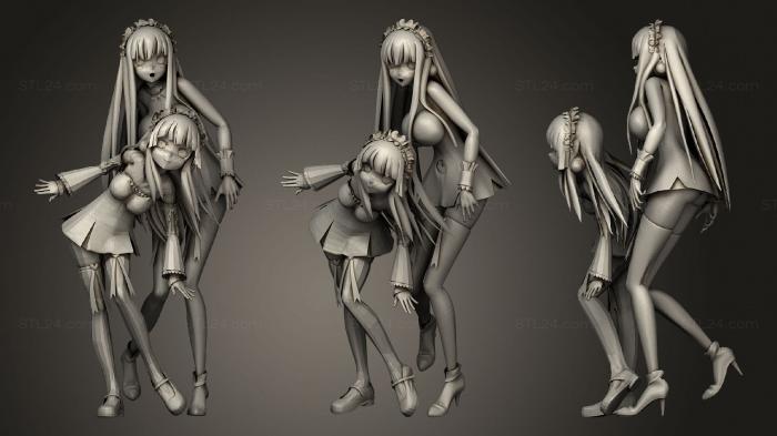 Статуэтки девушки (Оригинальные Аниме-Девушки, STKGL_1279) 3D модель для ЧПУ станка