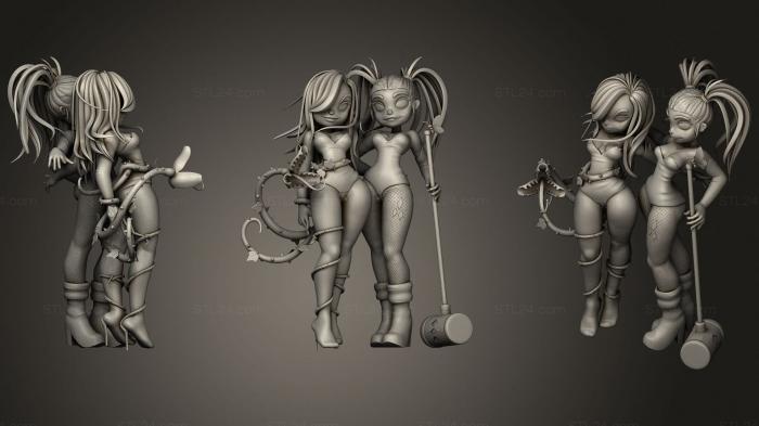 Figurines of girls (Poison Ivy and Harley Quinn Bloody Duet, STKGL_1311) 3D models for cnc