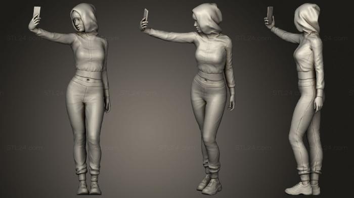 Статуэтки девушки (Симпатичная девушка делает селфи, STKGL_1326) 3D модель для ЧПУ станка
