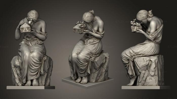 Статуэтки девушки (Психея Открывающяя Золотую Шкатулку, STKGL_1342) 3D модель для ЧПУ станка