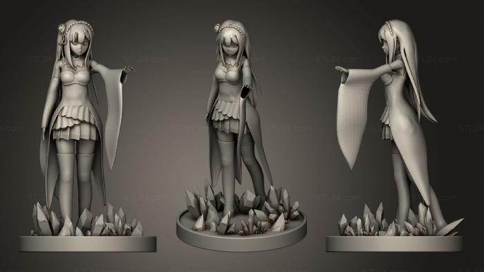 Figurines of girls (Re zero emilia, STKGL_1367) 3D models for cnc