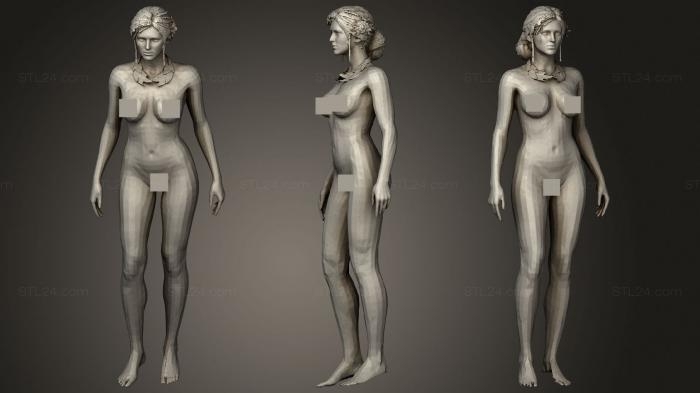 Статуэтки девушки (Обнаженная Рыжеволосая Женщина, STKGL_1373) 3D модель для ЧПУ станка