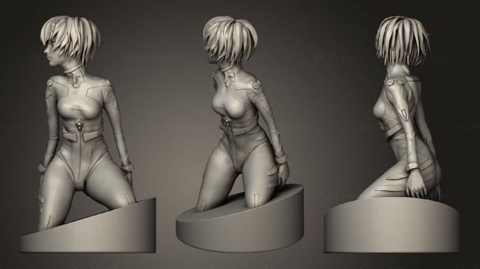 Статуэтки девушки (Рей Аянами Лепит, STKGL_1379) 3D модель для ЧПУ станка