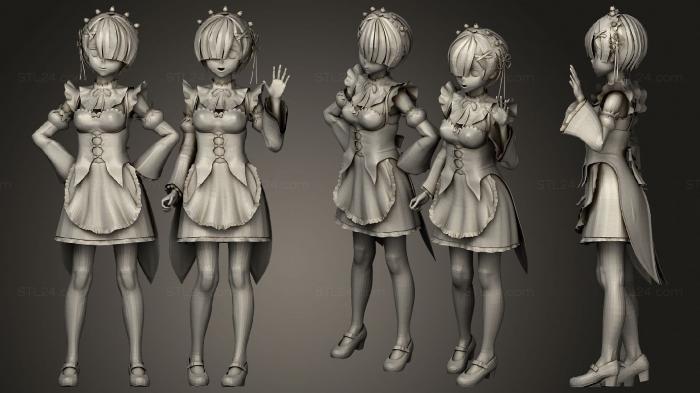 Figurines of girls (Rem Ram 01, STKGL_1383) 3D models for cnc