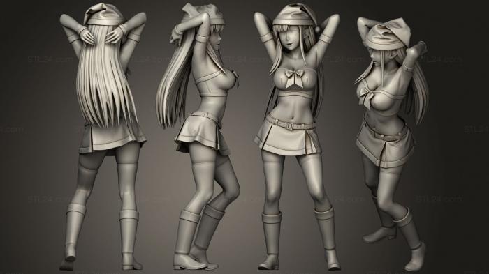Figurines of girls (Santa Tifa Nate and Christmas Costume Komi Shouko, STKGL_1436) 3D models for cnc