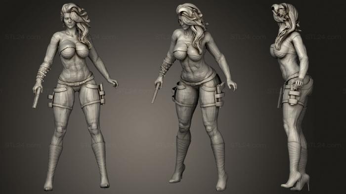 Статуэтки девушки (Сексуальная девушка с Пистолетом, STKGL_1453) 3D модель для ЧПУ станка