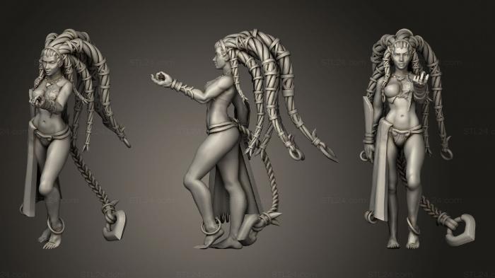 Статуэтки девушки (Миниатюра Shiva Fantasy X DD, STKGL_1507) 3D модель для ЧПУ станка