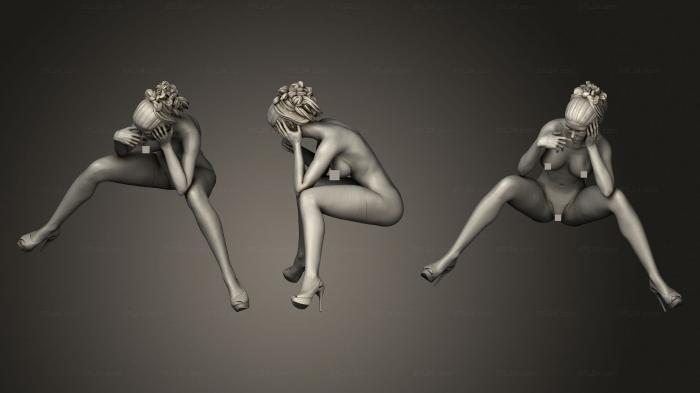 Статуэтки девушки (Сидящая обнаженная девушка, STKGL_1518) 3D модель для ЧПУ станка
