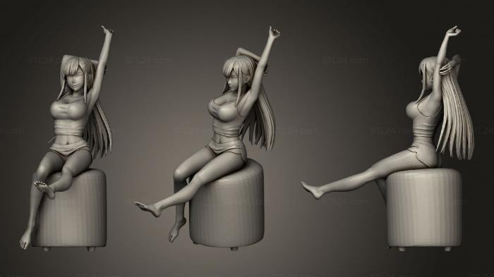 Статуэтки девушки (Лениво Потянитесь, STKGL_1549) 3D модель для ЧПУ станка
