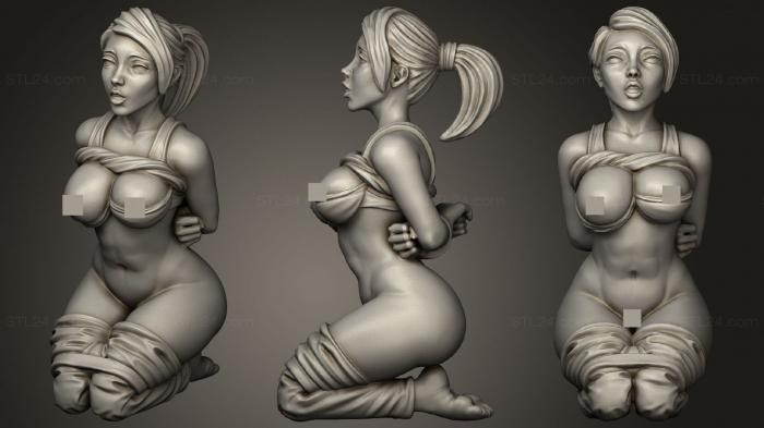 Статуэтки девушки (Связанная и Униженная Стоящая на коленях Рабыня, STKGL_1606) 3D модель для ЧПУ станка