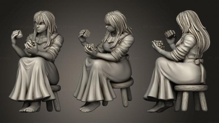 Статуэтки девушки (Фиолетовая сидящая девушка, STKGL_1658) 3D модель для ЧПУ станка