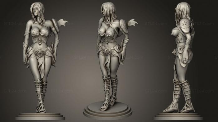 Статуэтки девушки (Девушка - воин, STKGL_1665) 3D модель для ЧПУ станка