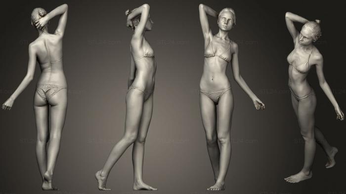 Статуэтки девушки (Женщина в бикини закинула руку за голову, STKGL_1691) 3D модель для ЧПУ станка