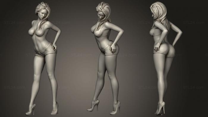 Статуэтки девушки (Женщина в шортах, STKGL_1693) 3D модель для ЧПУ станка