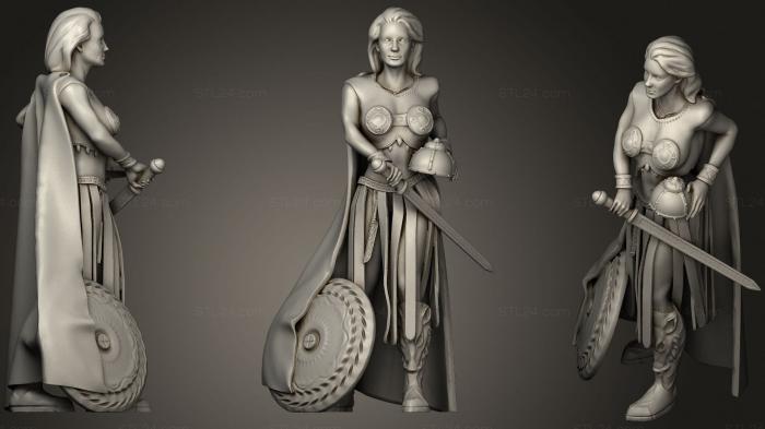 Статуэтки девушки (Женщина В Костюме Воина 0067, STKGL_1696) 3D модель для ЧПУ станка