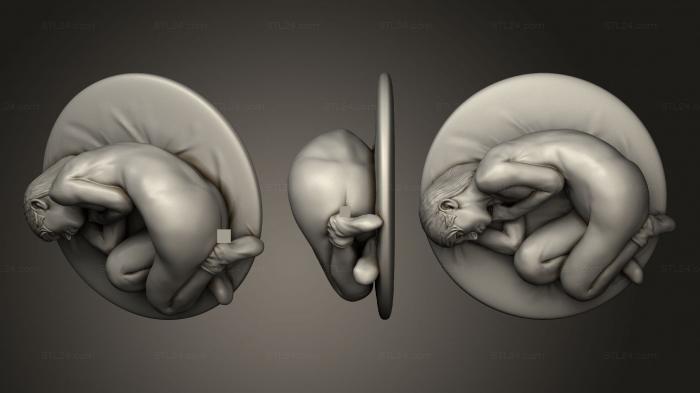Figurines of girls (A girl lying in the fetal position, STKGL_1740) 3D models for cnc