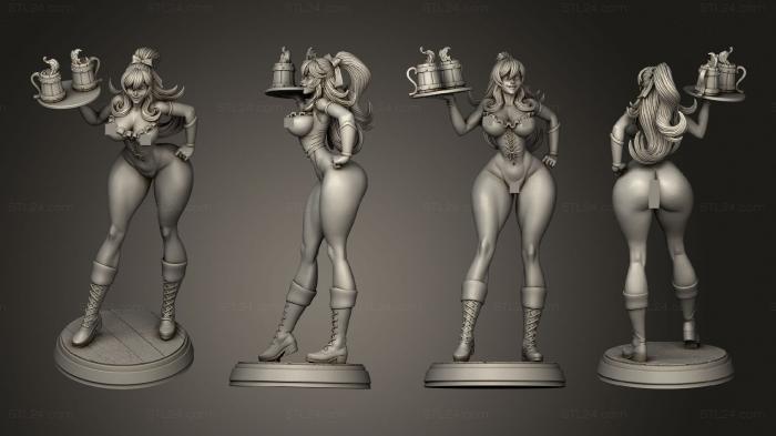 Статуэтки девушки (Барменша без юбки, с лифом и бюстгальтером, STKGL_1786) 3D модель для ЧПУ станка