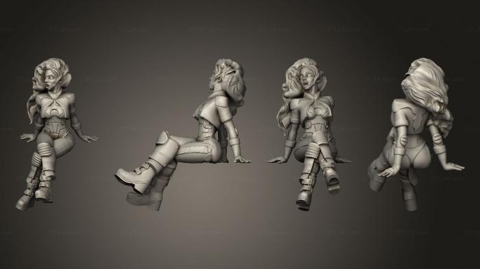Figurines of girls (Gambodigirl sit Longhair, STKGL_1912) 3D models for cnc