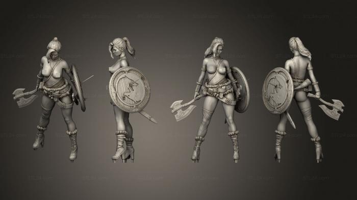 Figurines of girls (Gunnhild Shield NUDE, STKGL_1946) 3D models for cnc