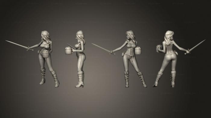 Figurines of girls (jalissa sword and mug, STKGL_1997) 3D models for cnc
