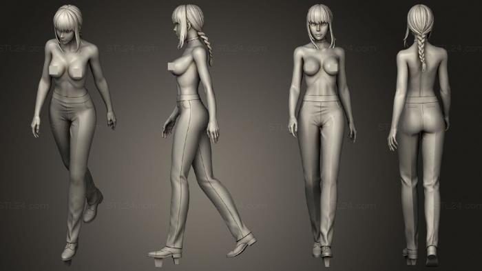 Статуэтки девушки (Бензопила Makimafrom Full 02 Makima v 3, STKGL_2063) 3D модель для ЧПУ станка