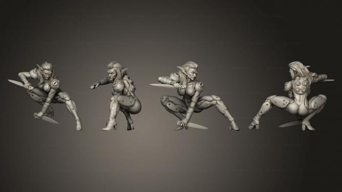 Figurines of girls (PINK SADNESS FEMALE ELF ASSASSIN fixed, STKGL_2151) 3D models for cnc