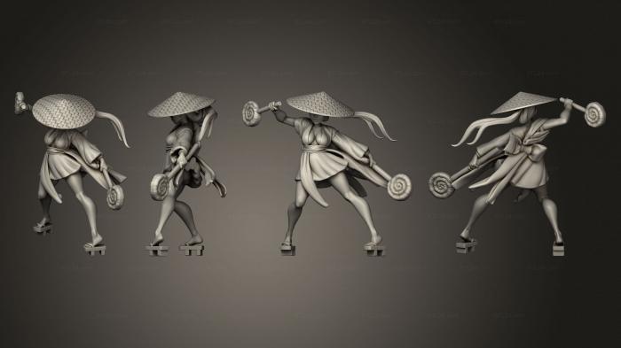 Статуэтки девушки (Конфетный вариант девушки-самурая 2, STKGL_2189) 3D модель для ЧПУ станка
