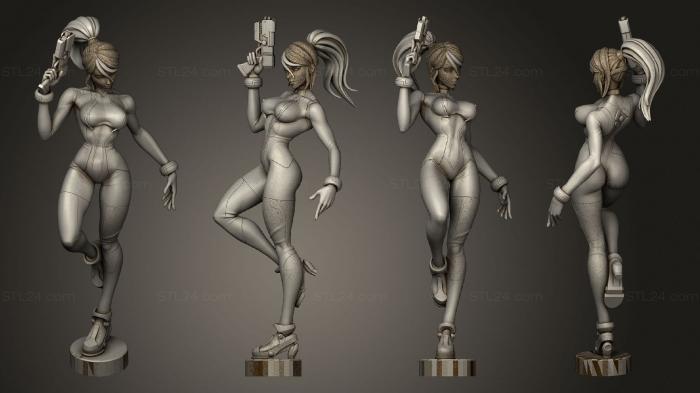 Статуэтки девушки (Самус Аран Нулевой костюм SFW и 2, STKGL_2191) 3D модель для ЧПУ станка