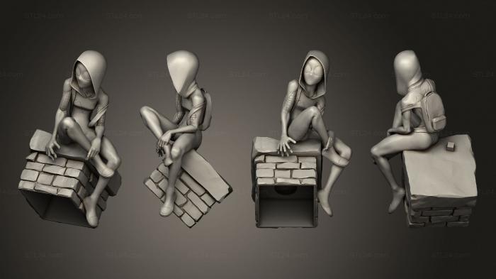 Статуэтки девушки (Паучиха Гвен, STKGL_2226) 3D модель для ЧПУ станка