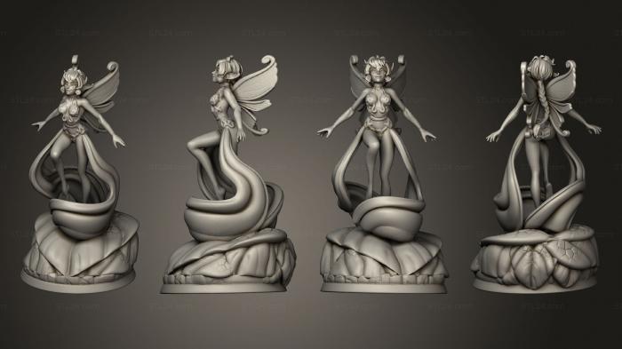 Figurines of girls (Twin Goddess Fairy Variant Supports, STKGL_2270) 3D models for cnc