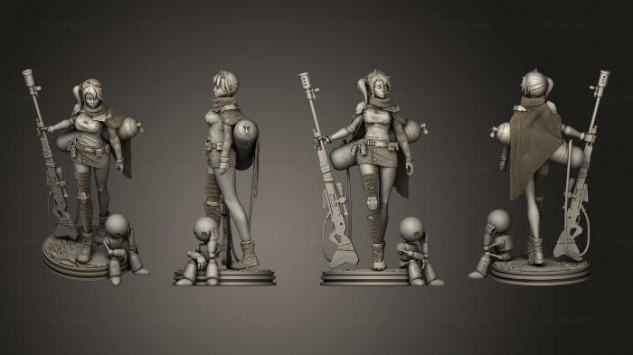 Статуэтки девушки (Боевая девушка и 3 варианта туловища дополнительный робот, STKGL_2295) 3D модель для ЧПУ станка