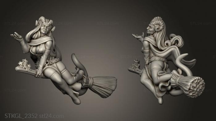 Figurines of girls (ADVENT Characters WITCH on BROOM VVM, STKGL_2352) 3D models for cnc