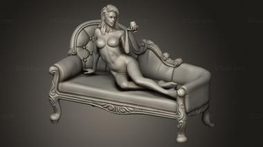 Figurines of girls (anatomy girl on the sofa red sofa nude, STKGL_2429) 3D models for cnc