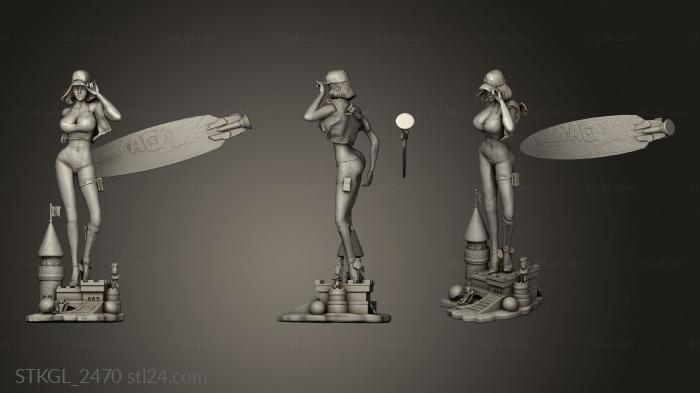 Figurines of girls (Android Pool yver From Dragon Ball wearing cyborg leng, STKGL_2470) 3D models for cnc