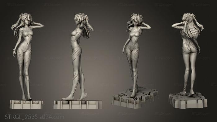 Figurines of girls (ASUKA PLUG figure master academy PINK SIMPLE, STKGL_2535) 3D models for cnc