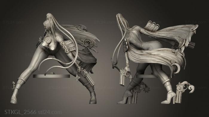 Figurines of girls (Bayonetta Hair, STKGL_2566) 3D models for cnc