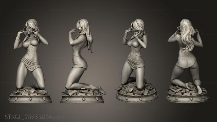 Figurines of girls (Black Cat, STKGL_2593) 3D models for cnc