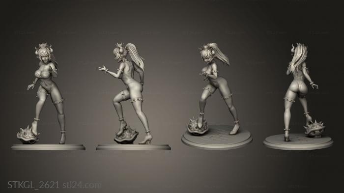 Figurines of girls (bowsette princess crown, STKGL_2621) 3D models for cnc