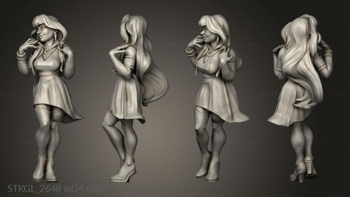 Figurines of girls (BTB Exotic Dawn dress bat, STKGL_2648) 3D models for cnc