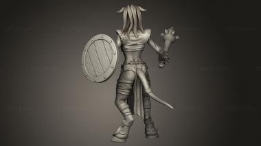 Figurines of girls (Draenei Female Shaman with Mace and shield Draenei, STKGL_3033) 3D models for cnc