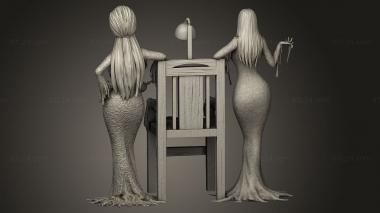 Figurines of girls (Elvira and Morticia Dartman Discord Edition Chair back leg down, STKGL_3127) 3D models for cnc