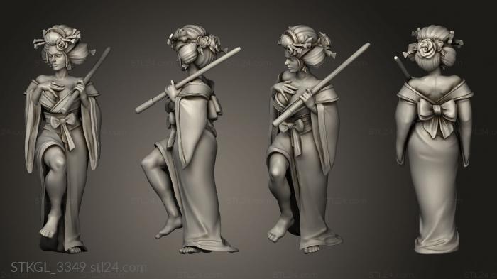 Figurines of girls (Geisha umbrella, STKGL_3349) 3D models for cnc