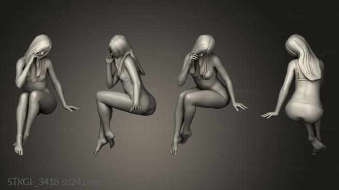 Figurines of girls (girl popurri sitting, STKGL_3418) 3D models for cnc